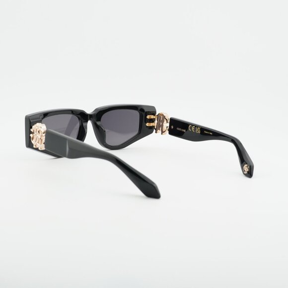Roberto Cavalli SRC057M 0700 Sunglasses Black Rectangle Frame, Grey Lenses main image 6